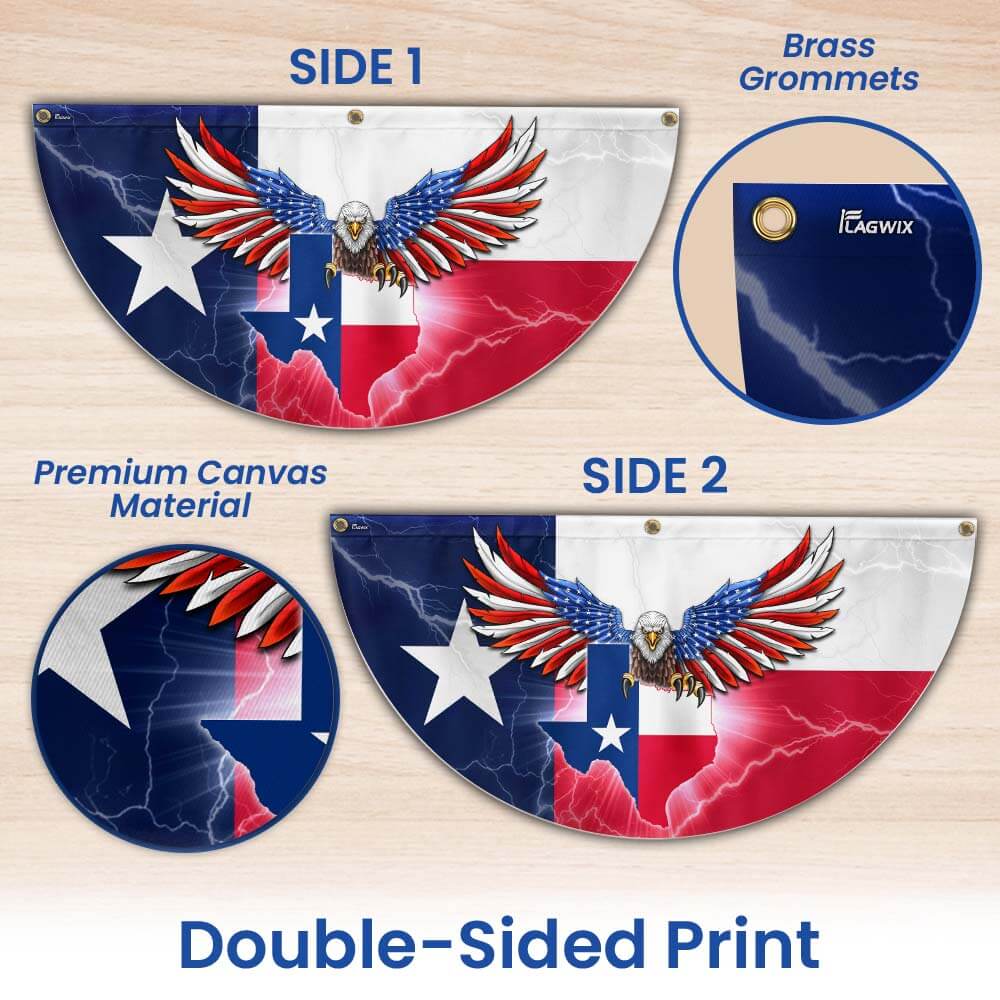 Texas Patriotic American Eagle Non-Pleated Fan Flag