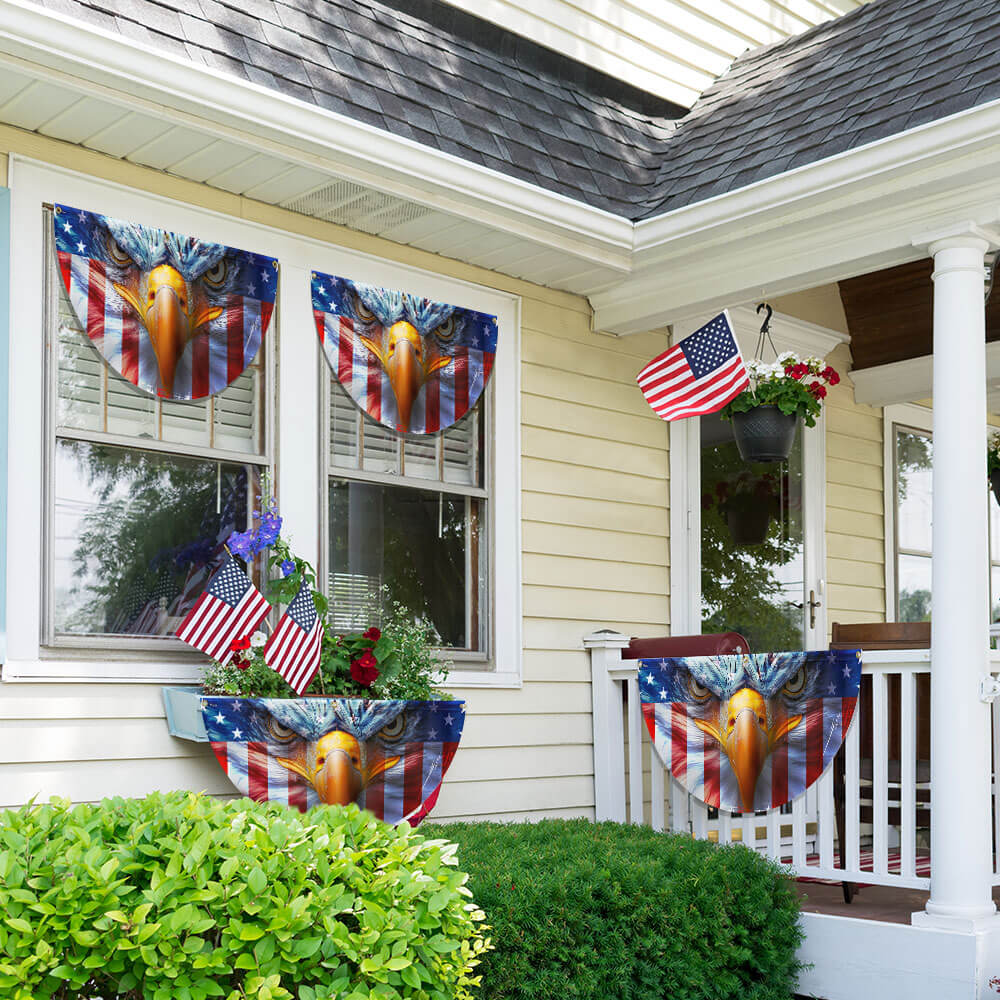 Flagwix American Flag - Happy 4th of july, Patriotic Eagle American Non-Pleated Fan Flag