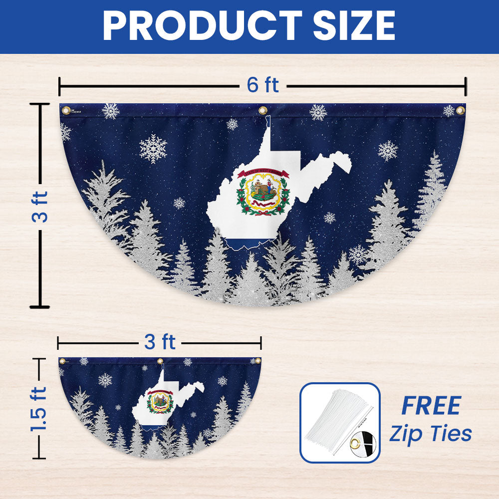 West Virginia Christmas Non-Pleated Fan Flag