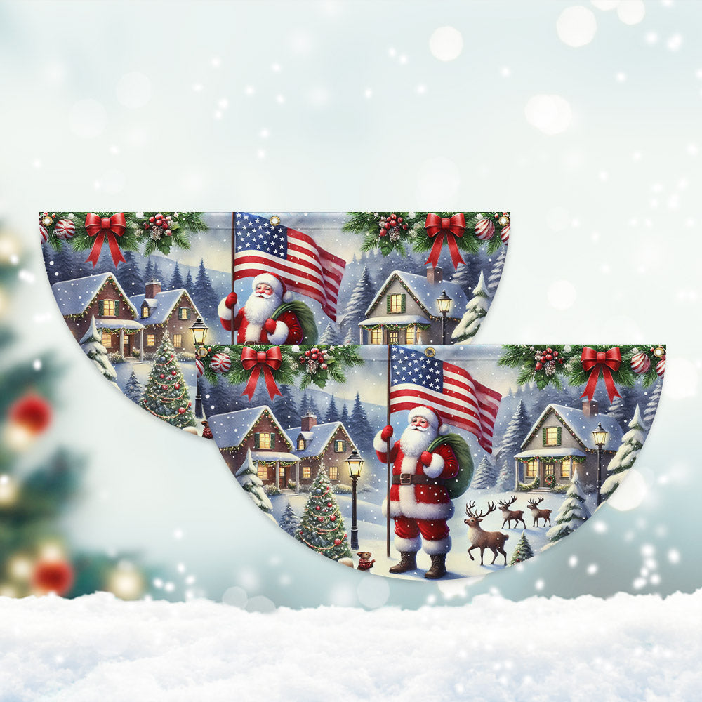 Santa Claus We Wish You Ameri Christmas Non-Pleated Fan Flag