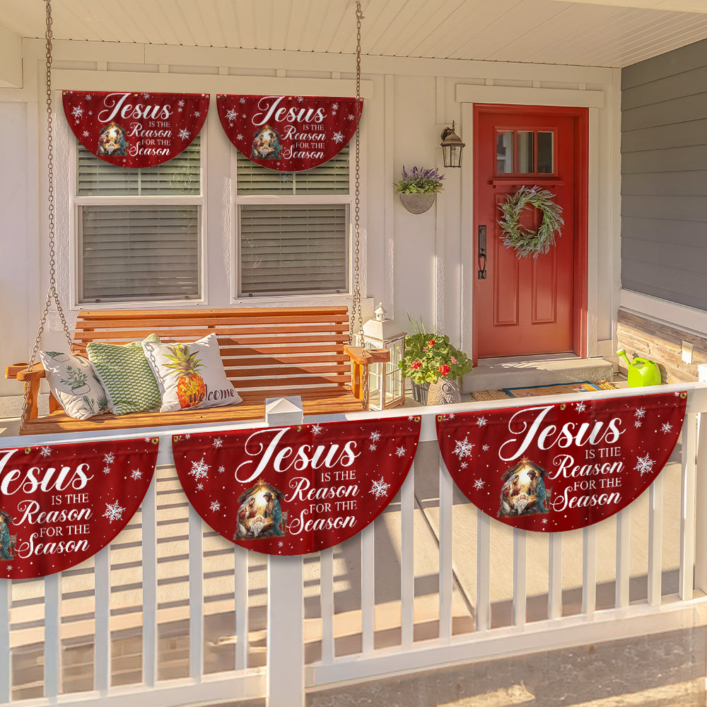 Jesus Is The Reason For The Season Nativity of Jesus Christmas Non-Pleated Fan Flag