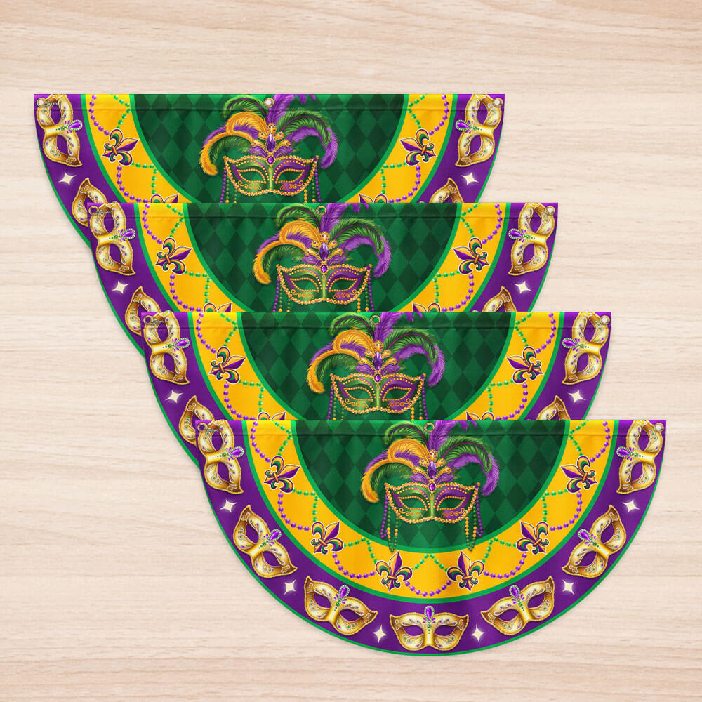 Fleur-de-lis Mardi Gras Louisiana Non-Pleated Fan Flag