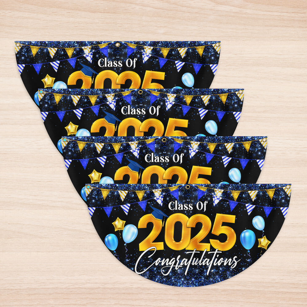 Graduation 2025 Senior Class Of 2025 Non-Pleated Fan Flag