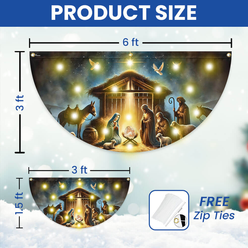 Nativity Of Jesus Holy Night Christmas Solar Led Fan Flag