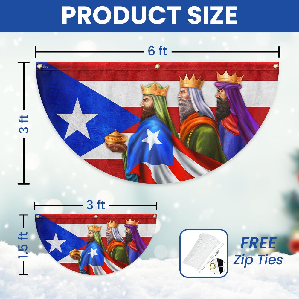 Three Kings Three Wise Men Puerto Rico Epiphany Feliz dia de Reyes Non-Pleated Fan Flag