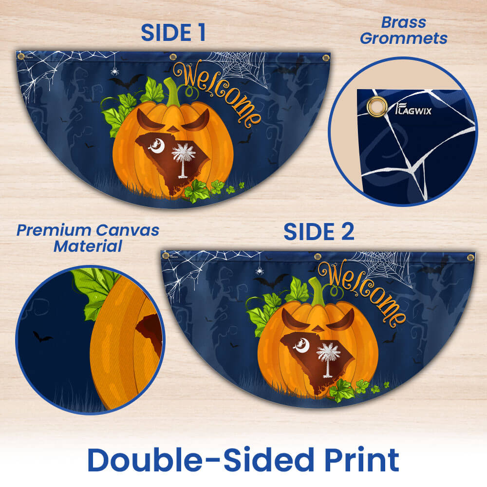 Welcome South Carolina Pumpkins Happy Fall Halloween Non-Pleated Fan Flag