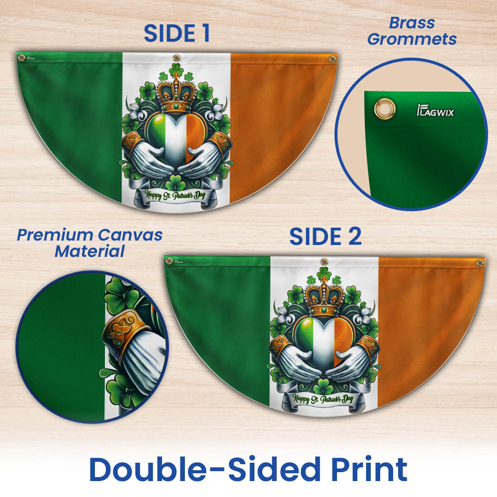 Happy St. Patrick’s Day Claddagh Symbol Irish Non-Pleated Fan Flag