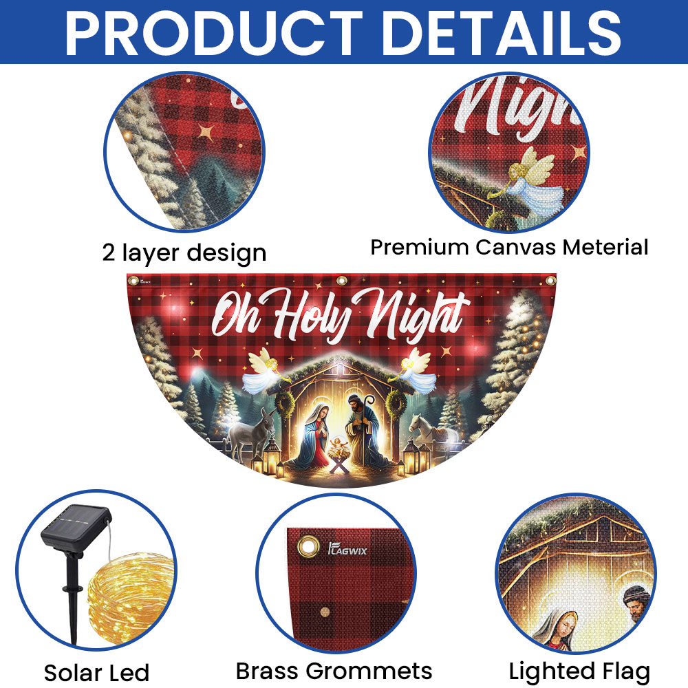 Nativity Of Jesus Christmas Silent Night Oh Holy Night Solar Led Fan Flag