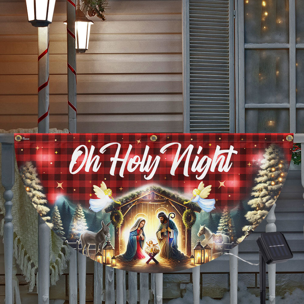 Nativity Of Jesus Christmas Silent Night Oh Holy Night Solar Led Fan Flag
