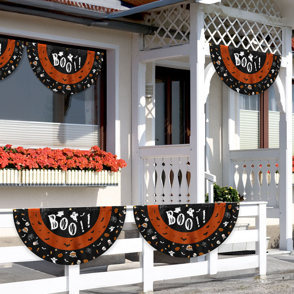 Happy Halloween Spooky Ghost Boo Non-Pleated Fan Flag