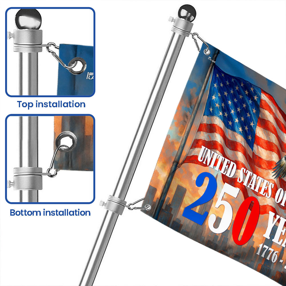 American Grommet Flag - 250th Anniversary Patriotic Canvas Flag with Eagle & Statue of Liberty for 4th of July