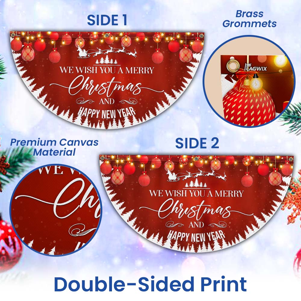 We Wish You A Merry Christmas And Happy New Year Non-Pleated Fan Flag