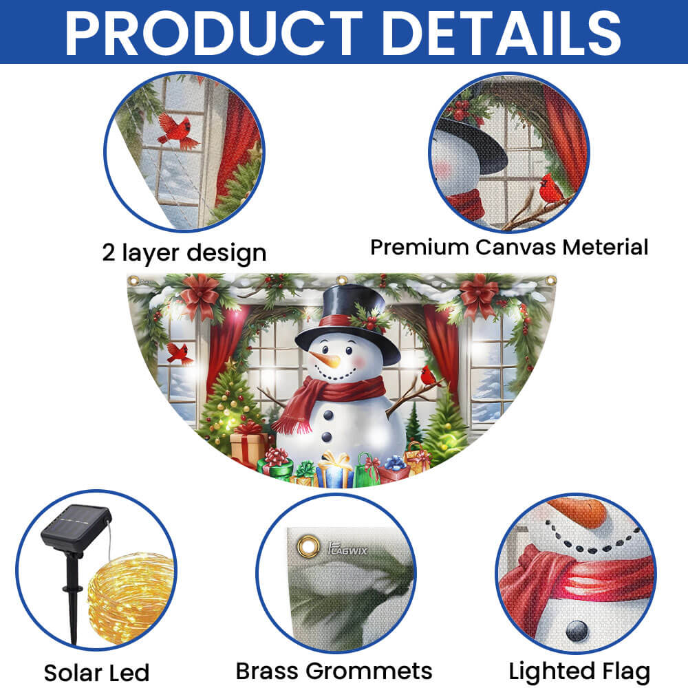 Snowman Merry Christmas Solar Led Fan Flag