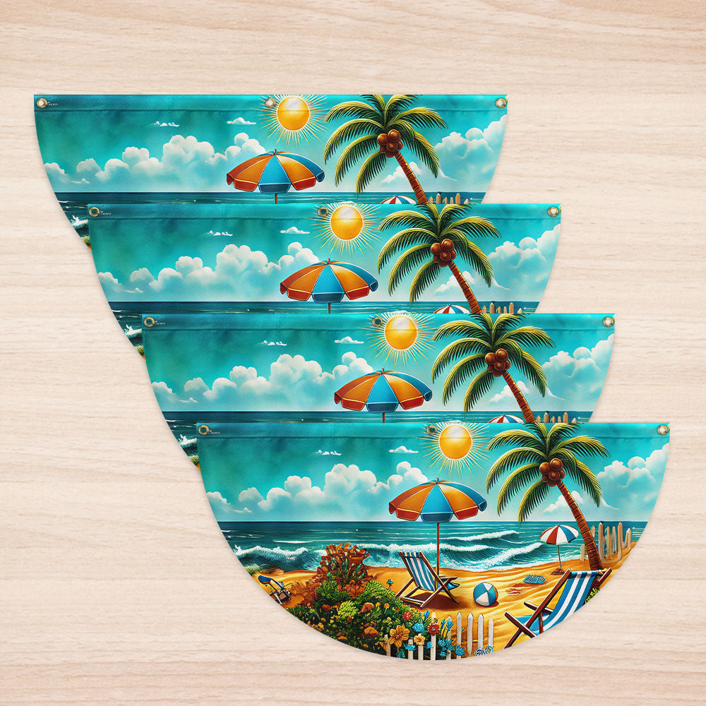 Beach Summer Life Non-Pleated Fan Flag