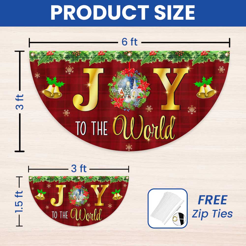 Joy to the World Christmas Fan Flag - Non-Pleated Holiday Décor & Gift