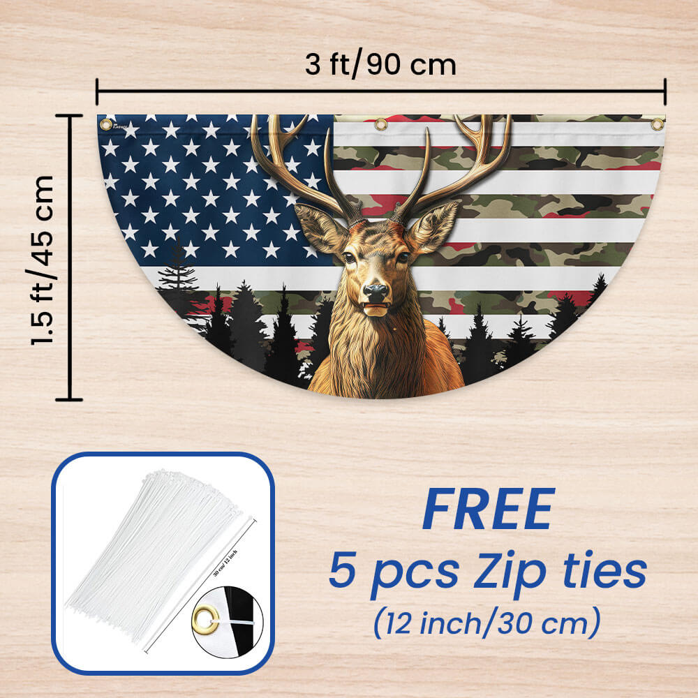 Deer Hunting American Flag Non-pleated Fan Flag