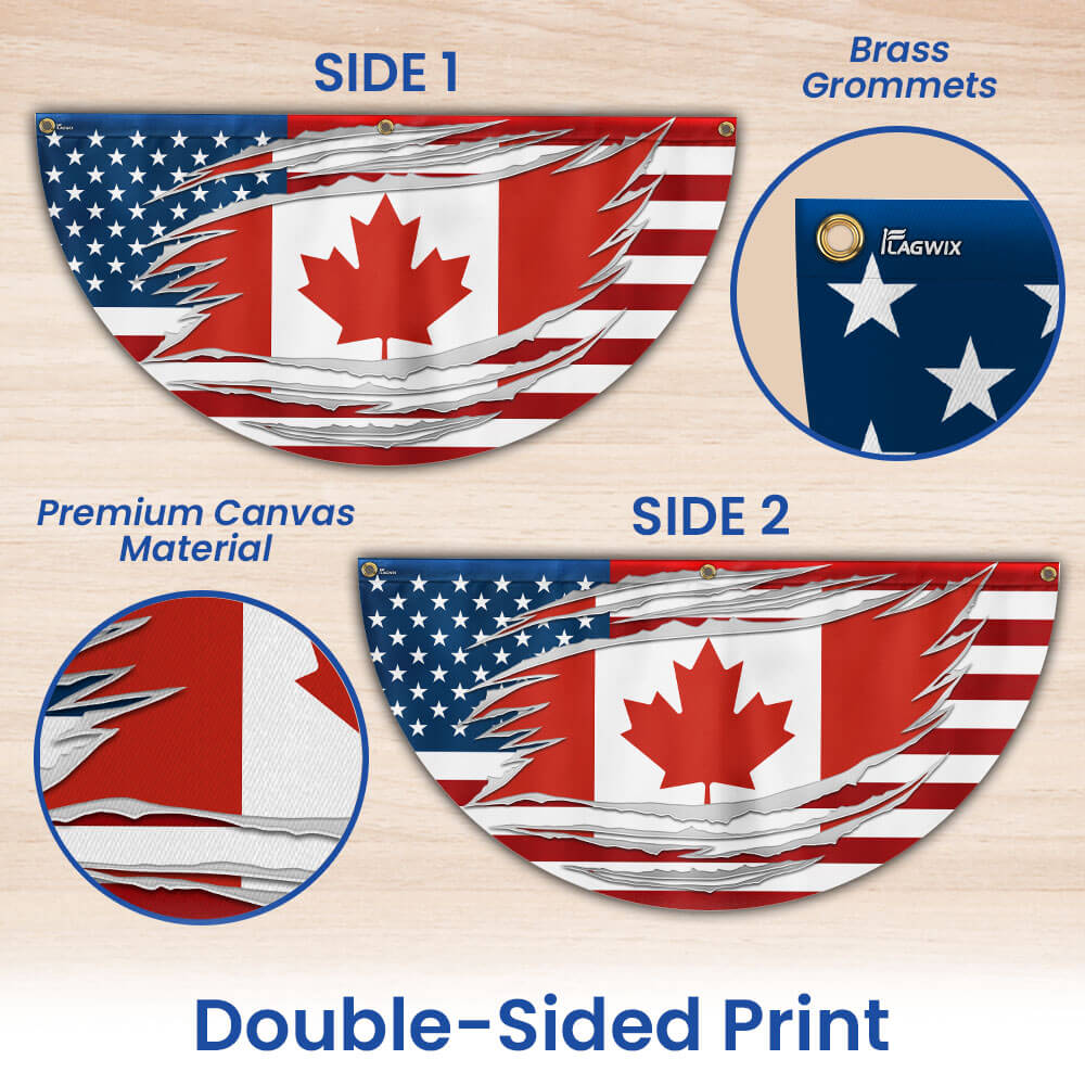 Canada US Friendship Canadian American Non-Pleated Fan Flag