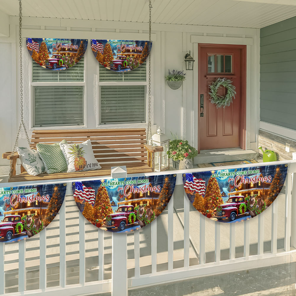 Christmas Horse All Hearts Come Home For Christmas Non-Pleated Fan Flag