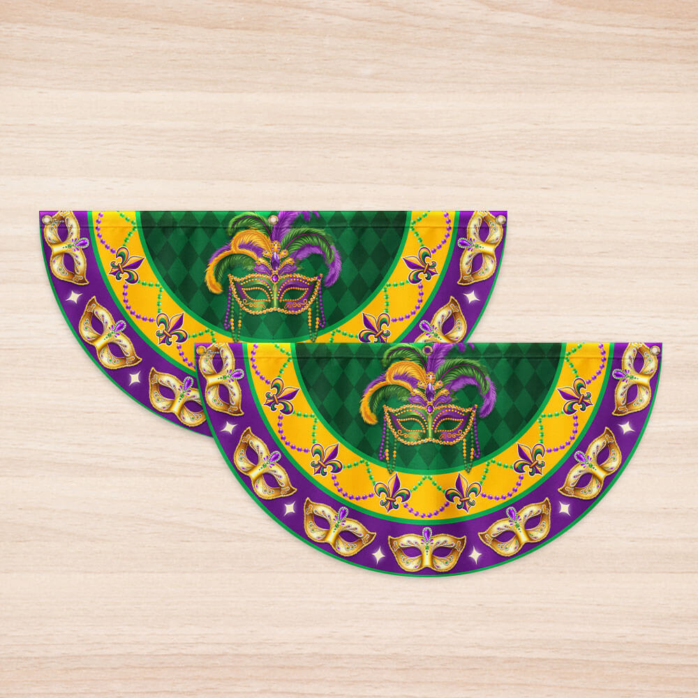 Fleur-de-lis Mardi Gras Louisiana Non-Pleated Fan Flag