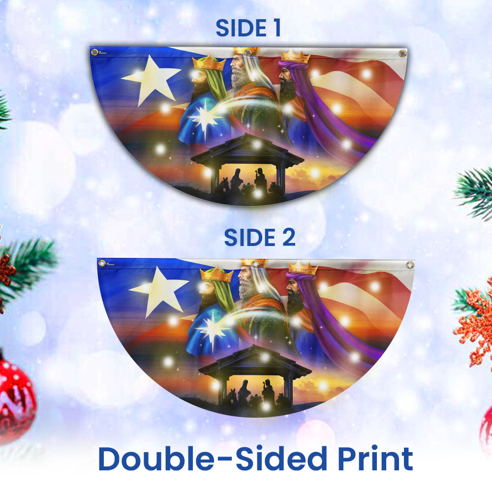 Puerto Rico Three Kings, Three Wise Men, Jesus Family Christmas Solar Led Fan Flag