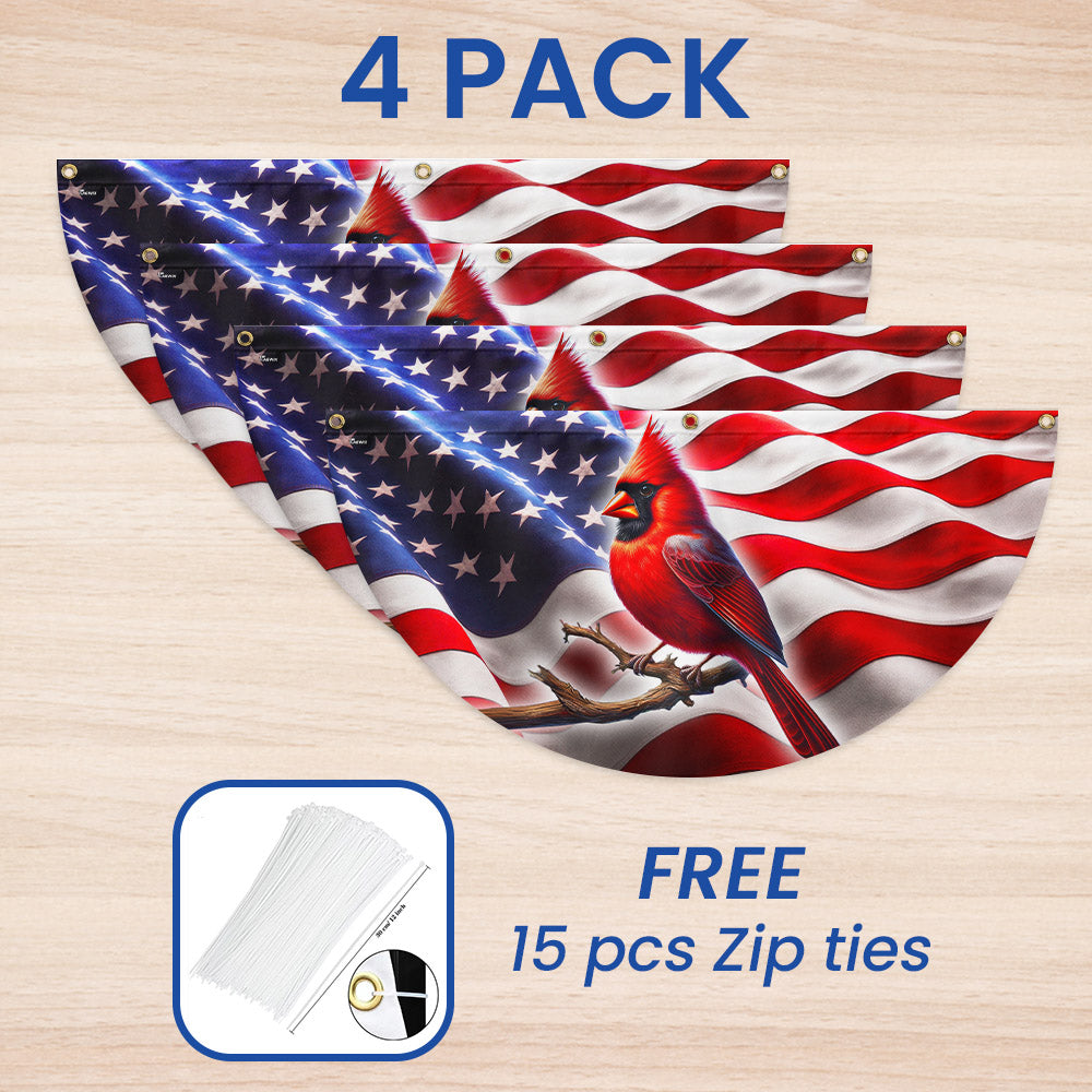 Patriotic Cardinal American Non-Pleated Fan Flag