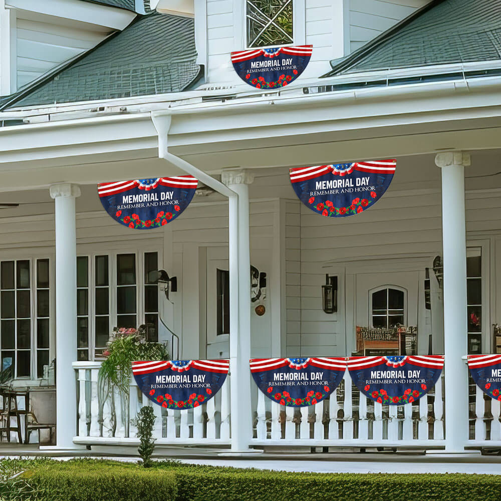 Memorial Day Flag Remember And Honor Non-Pleated Fan Flag