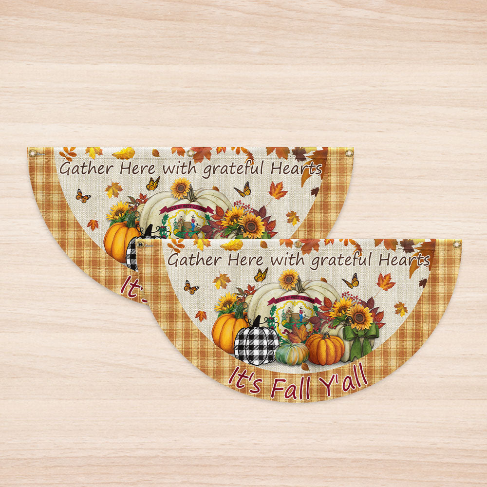 Fall West Virginia Flag It's Fall Y'all Halloween Pumpkin Thanksgiving Non-Pleated Fan Flag