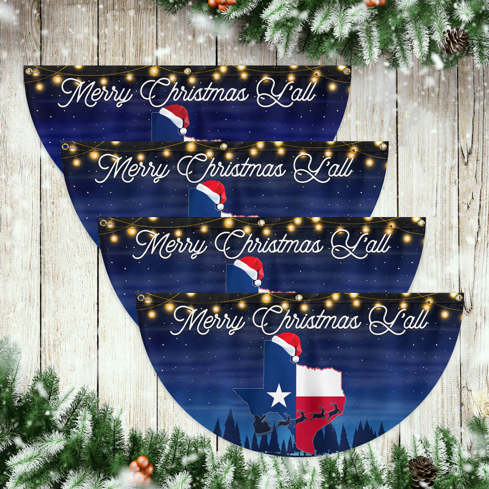 Texas Merry Christmas Y'all Non-Pleated Fan Flag