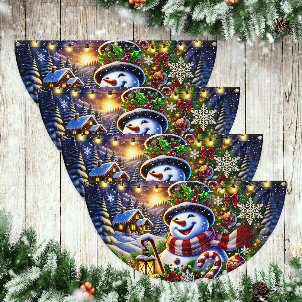 Funny Snowman Merry Christmas Winter Non-Pleated Fan Flag
