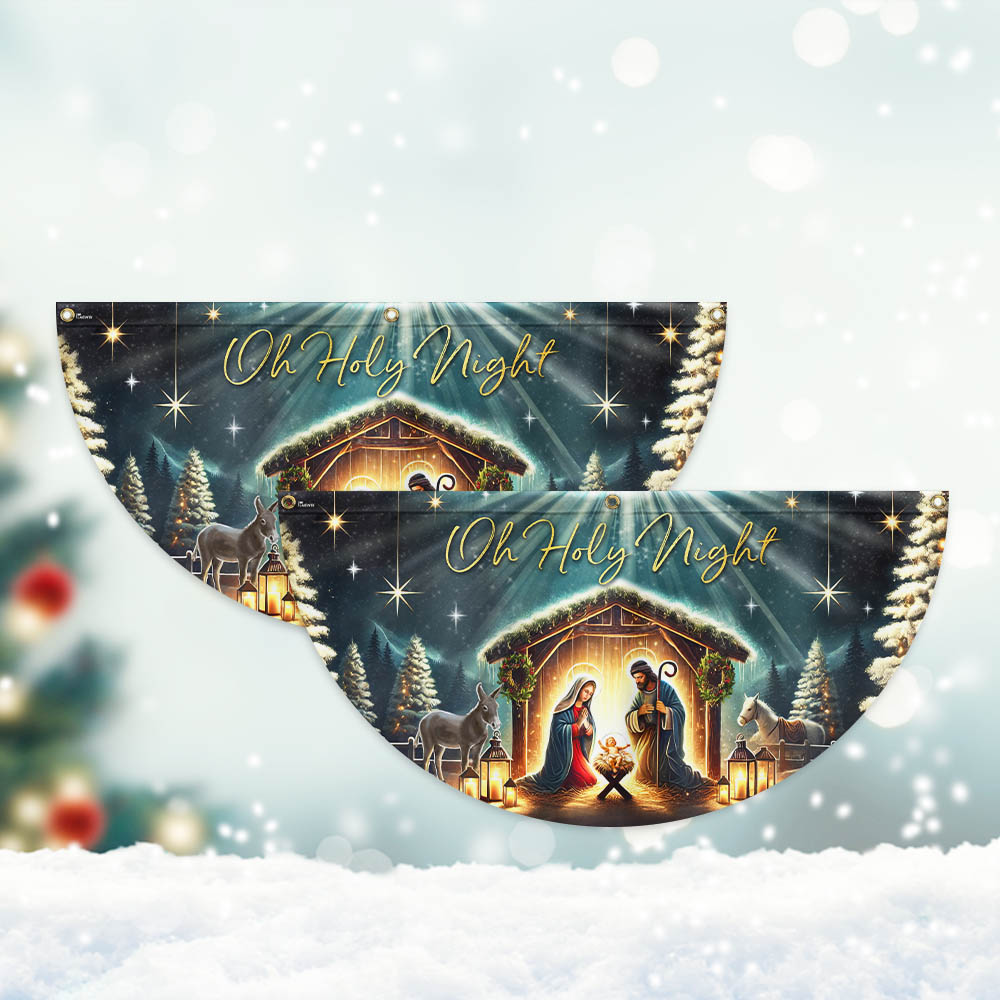 Christmas Nativity Of Jesus Christ Holy Night Non-Pleated Fan Flag 3-Day Shipping