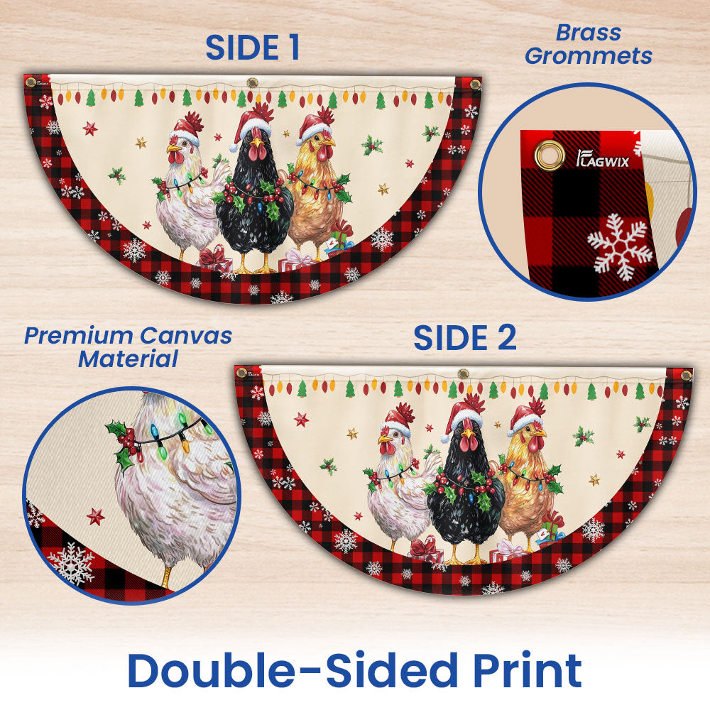 Hens Christmas Funny Chickens Non-Pleated Fan Flag, Farm Flag