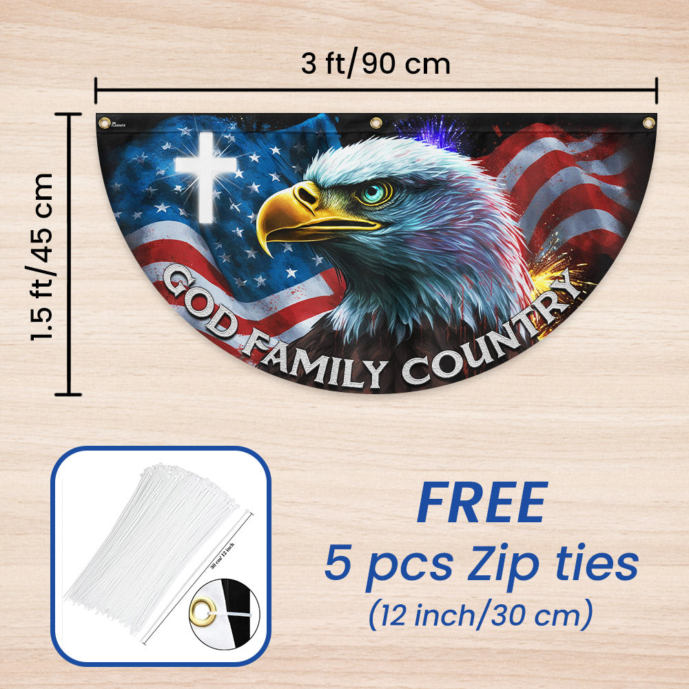 Patriotic Eagle God Family Country Non-Pleated Fan Flag