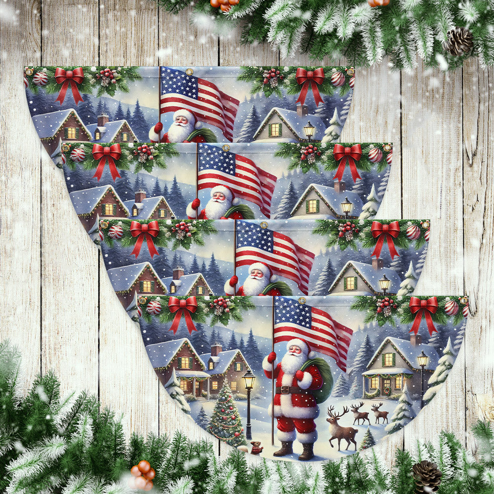 Santa Claus We Wish You Ameri Christmas Non-Pleated Fan Flag