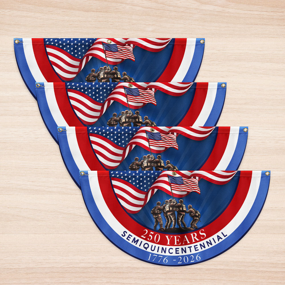 Flagwix American Flag - USA 250th Anniversary Semiquincentennial Non-Pleated Fan Flag