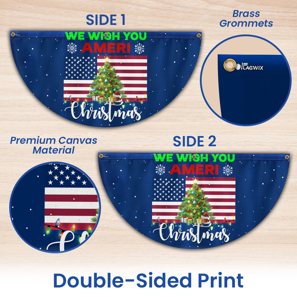 We Wish You Ameri Christmas Non-Pleated Fan Flag