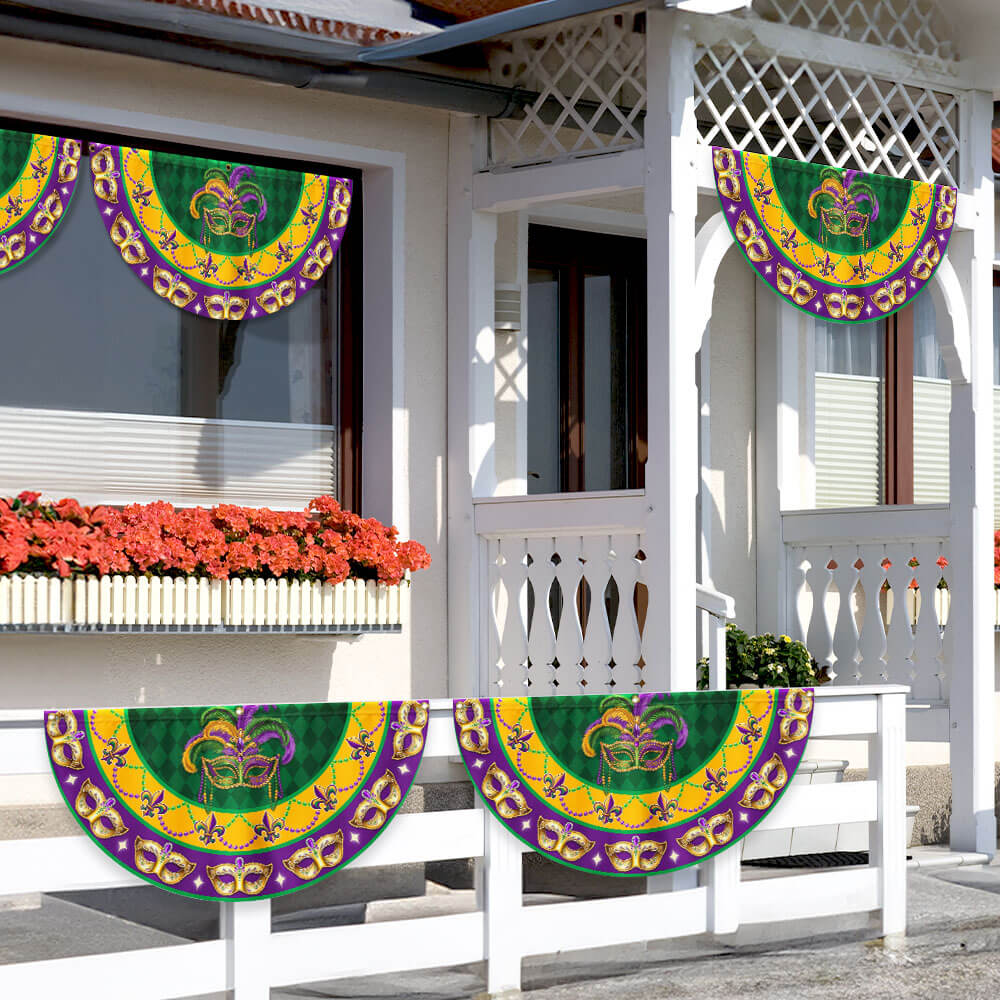 Fleur-de-lis Mardi Gras Louisiana Non-Pleated Fan Flag