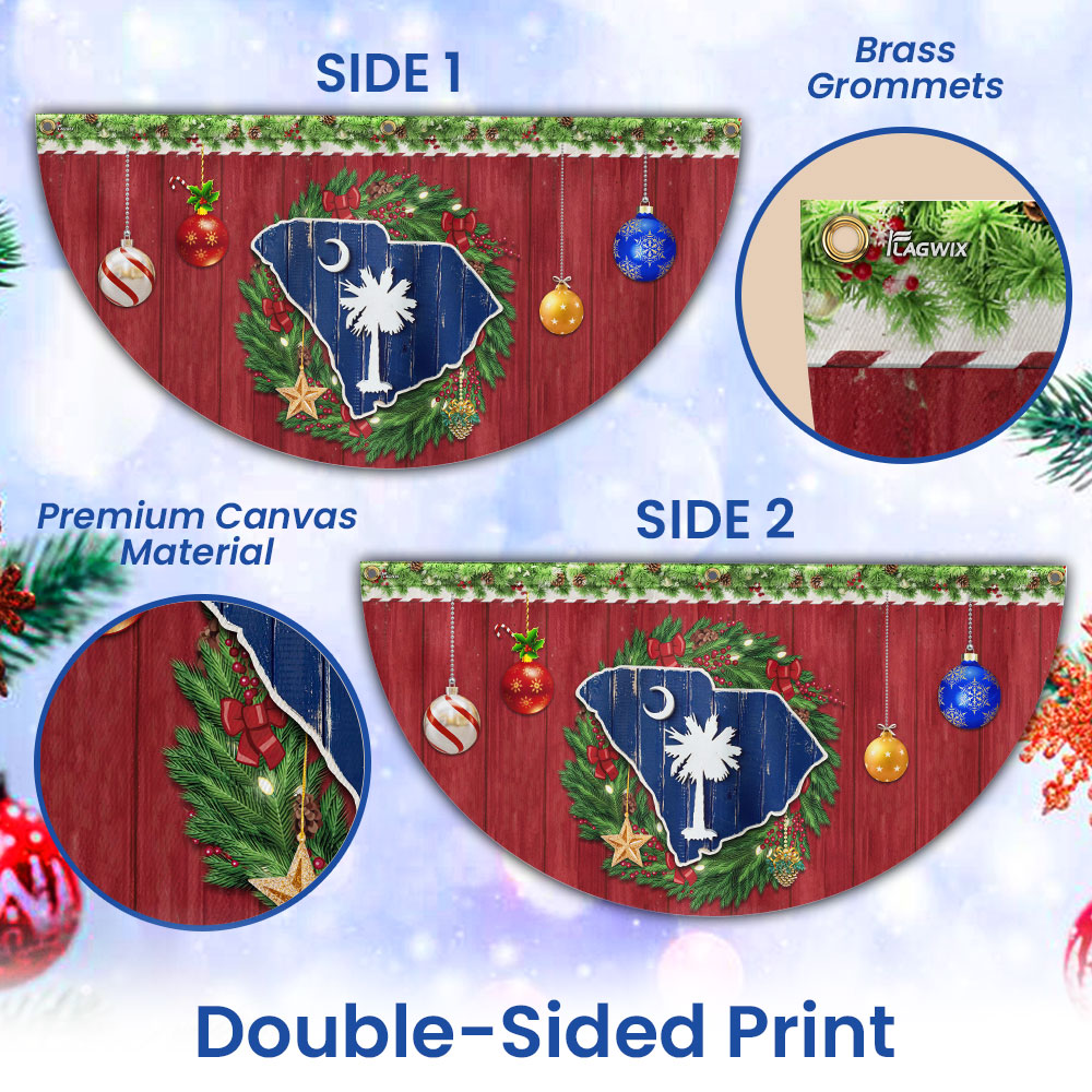 South Carolina Christmas Non-Pleated Fan Flag