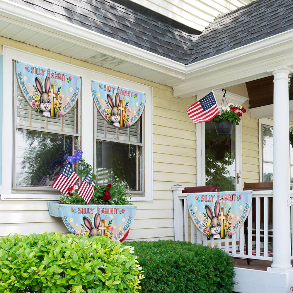 Bunny Easter Day Silly Rabbit Easter is for Jesus Non-Pleated Fan Flag