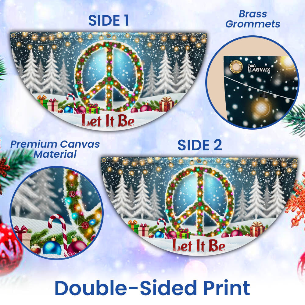 Hippie Christmas Let It be Non-Pleated Fan Flag