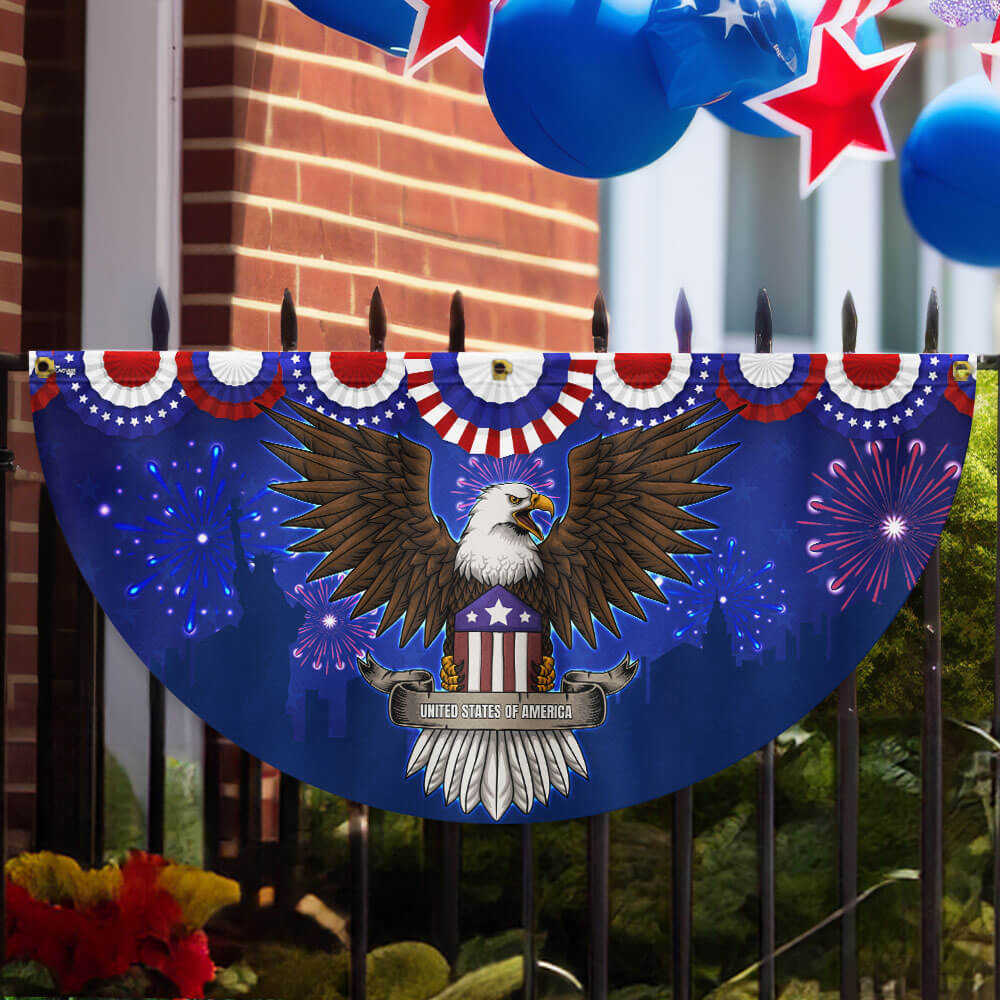 American Flag - Independence Day Eagle 4th of july Non-Pleated Fan Flag