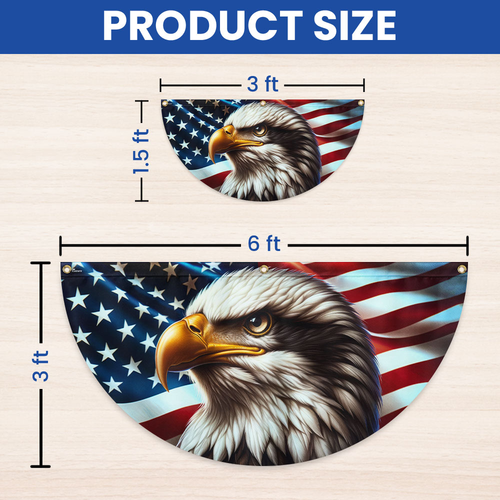 Patriotic Eagle American Non-Pleated Fan Flag 3-Day Shipping