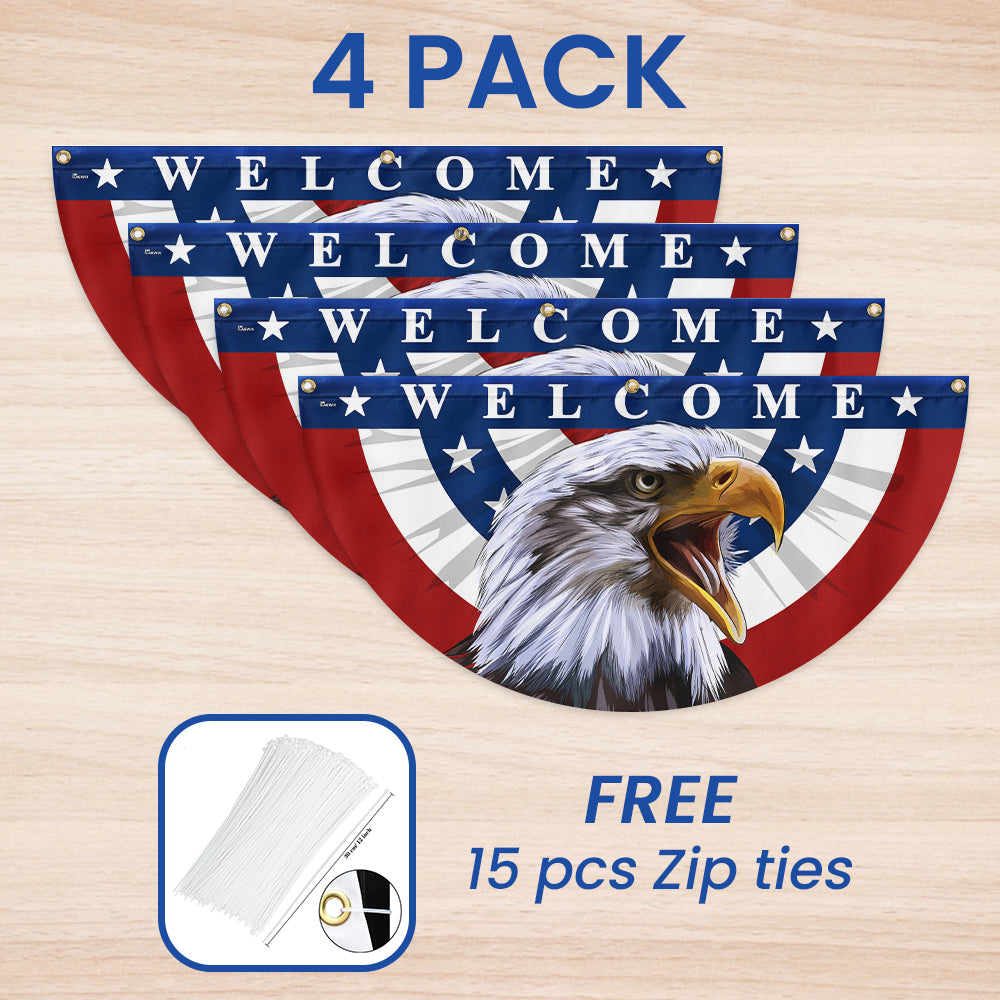 Flagwix American Flag - Patriotic Eagle Welcome American Non-Pleated Fan Flag