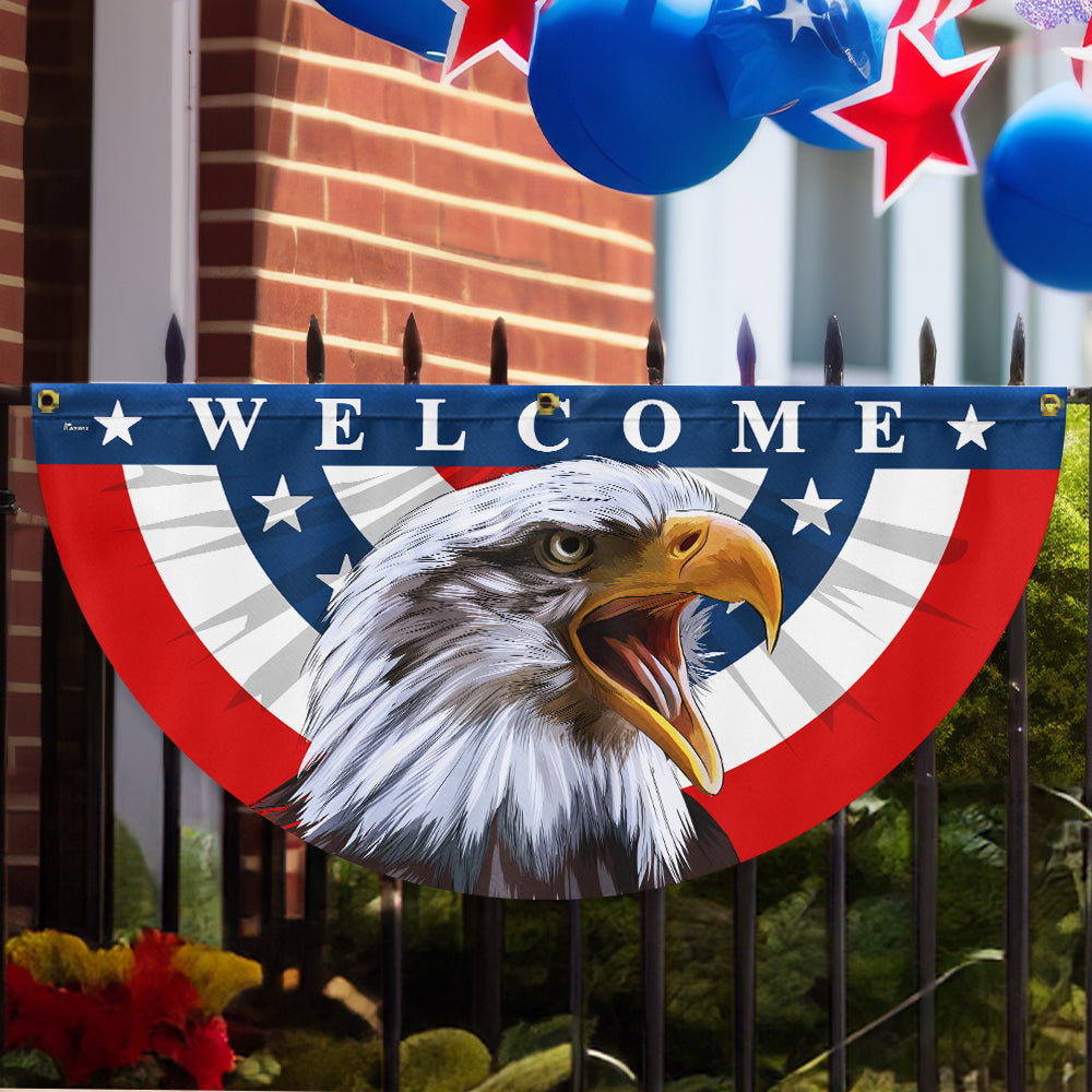 Flagwix American Flag - Patriotic Eagle Welcome American Non-Pleated Fan Flag