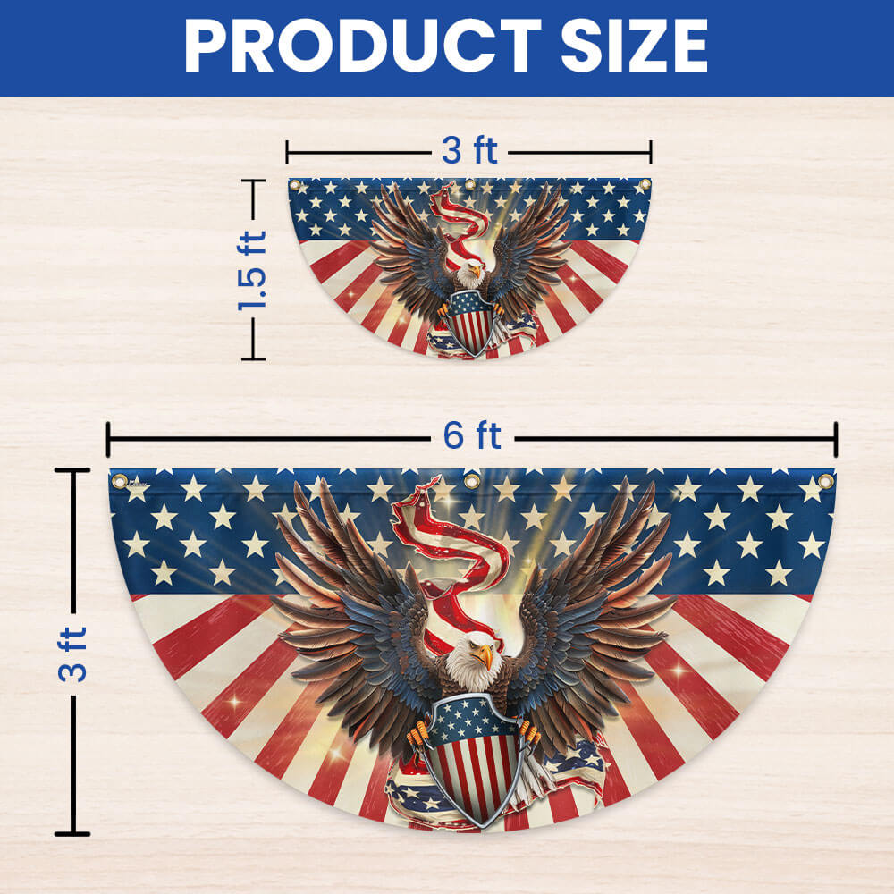 Flagwix American Flag - Patriotic Eagle American Non-Pleated Fan Flag Bunting