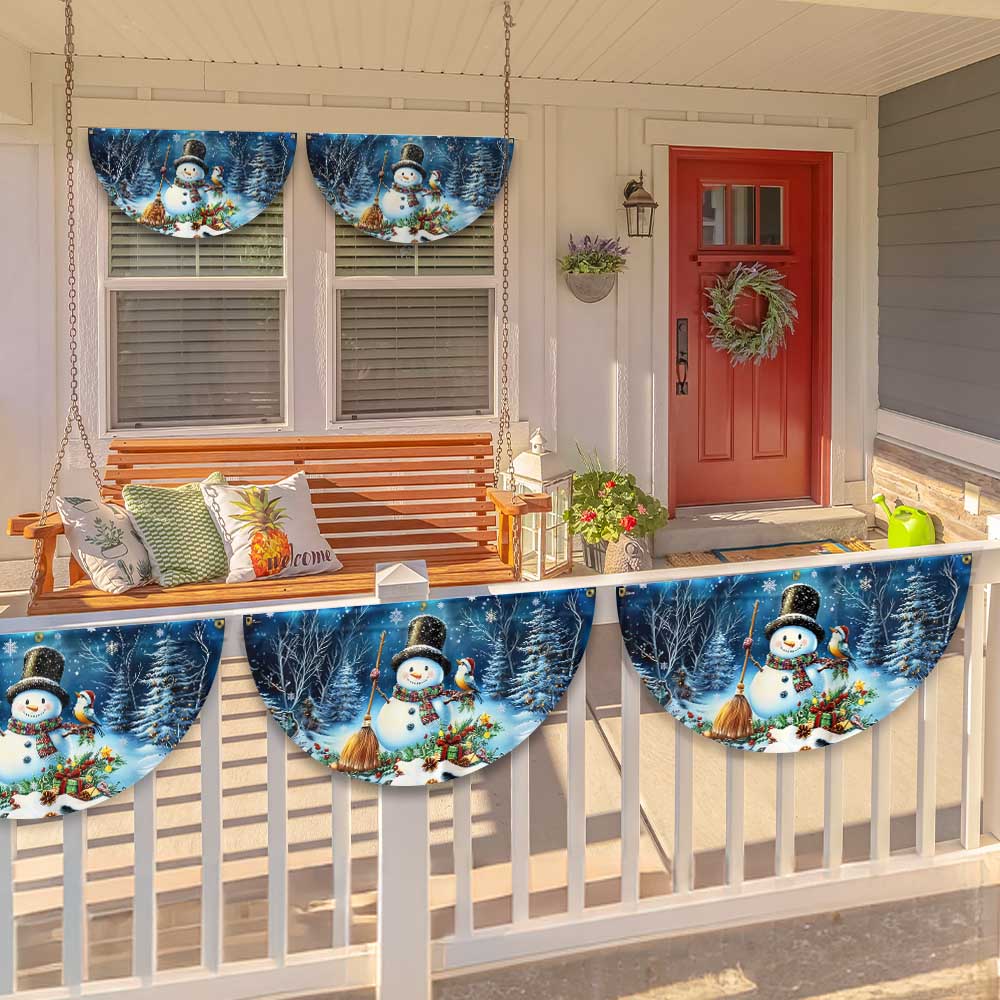 Snowman Let It Snow Christmas Non-Pleated Fan Flag