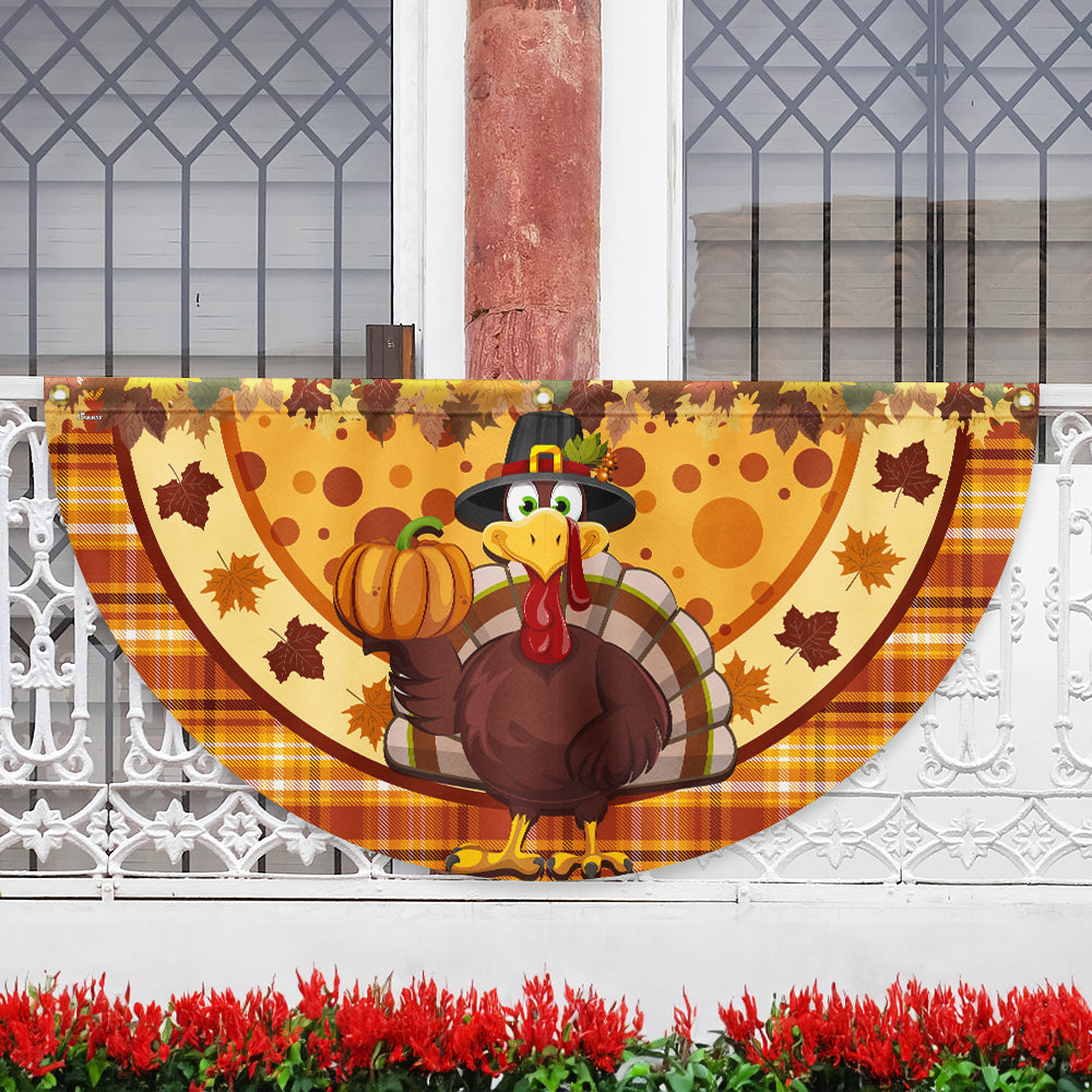 Thanksgiving Turkey Fall Non-Pleated Fan Flag
