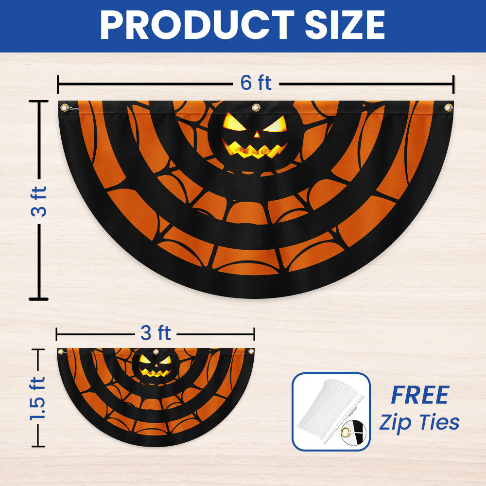 Halloween Pumpkin Spider Silk Non-Pleated Fan Flag