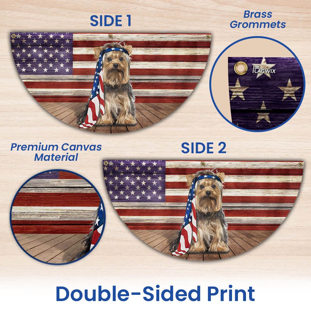 Yorkshire Terrier Dog Flag Charming Dog Wrapped in Glory Non-Pleated Fan Flag