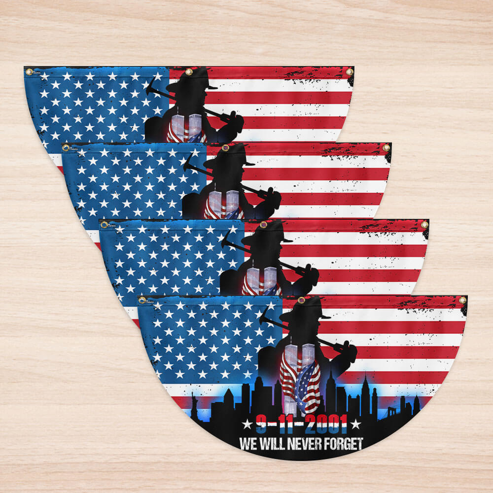 Patriot Day We Will Never Forget 911 American Non-Pleated Fan Flag