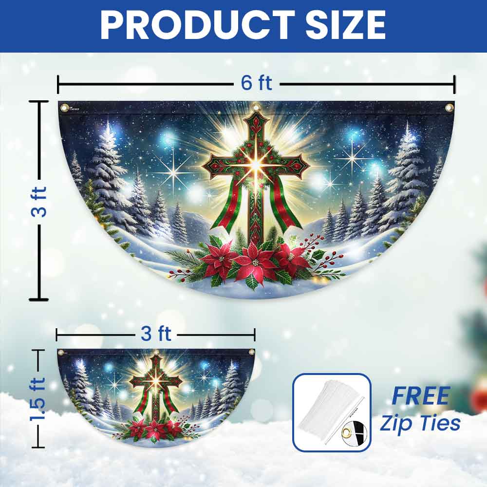 Jesus Christ Cross Christmas Solar Led Fan Flag